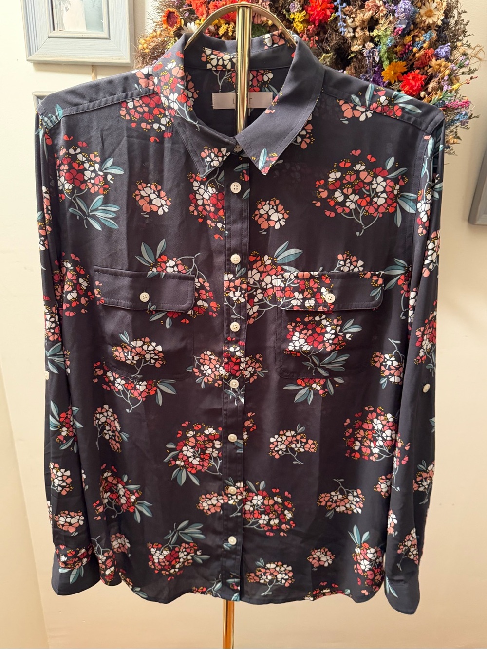 Loft Navy Floral Button-Up Boise